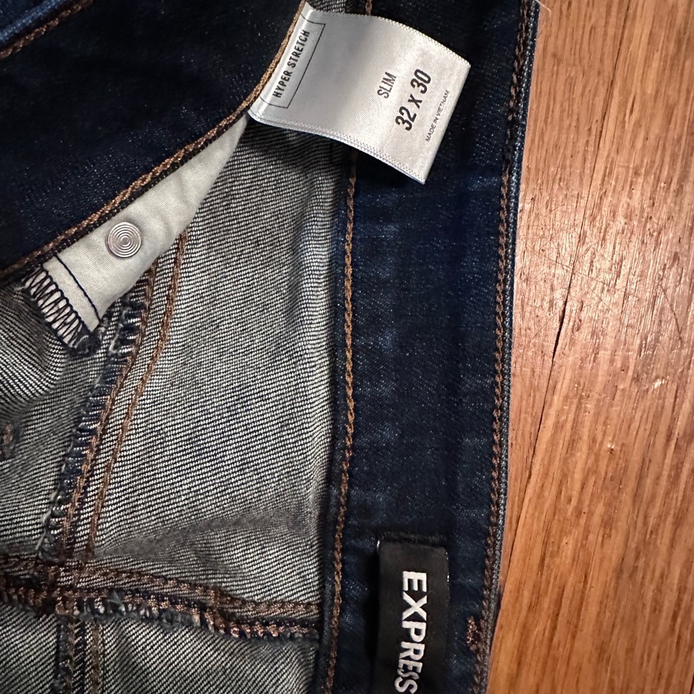 Express Men's Dark Blue Slim Straight Jeans